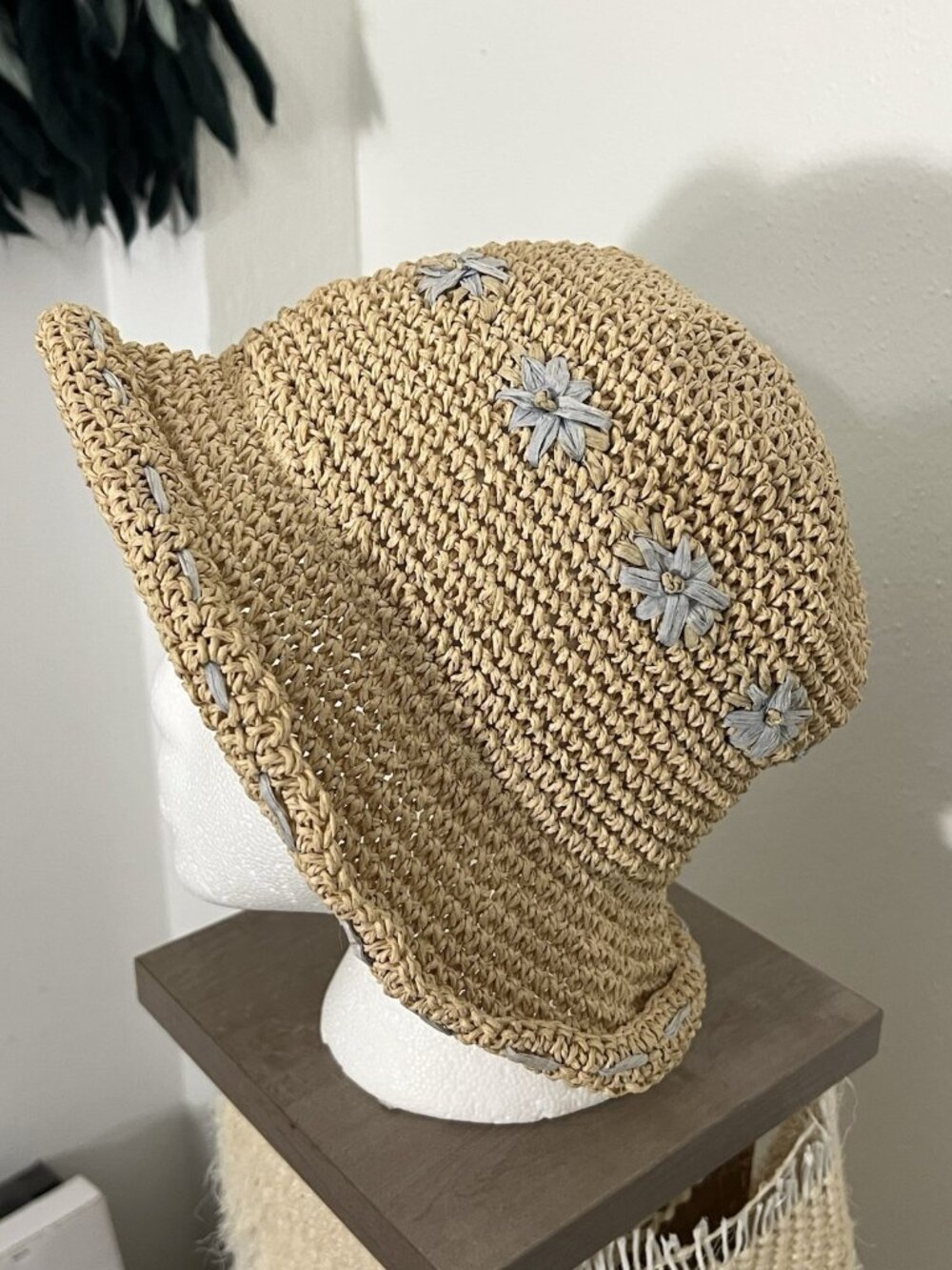 Vintage April Cornell Adorable Straw Hat With Flowers 90s